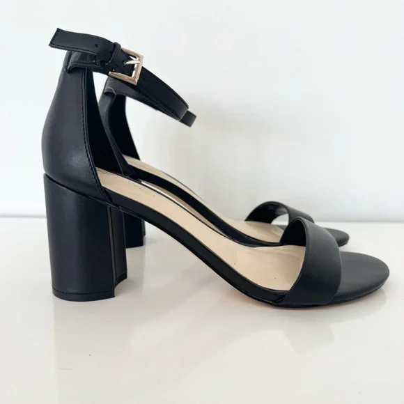 Nine West Sandy Black Ankle Strap Block Heel Sandals Size 8.5 - Picture 4 of 9